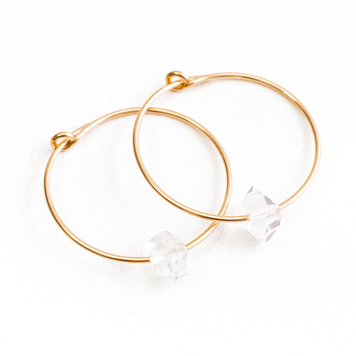 Dainty Herkimer Crystal Hoop Earrings Salt and Sparkle