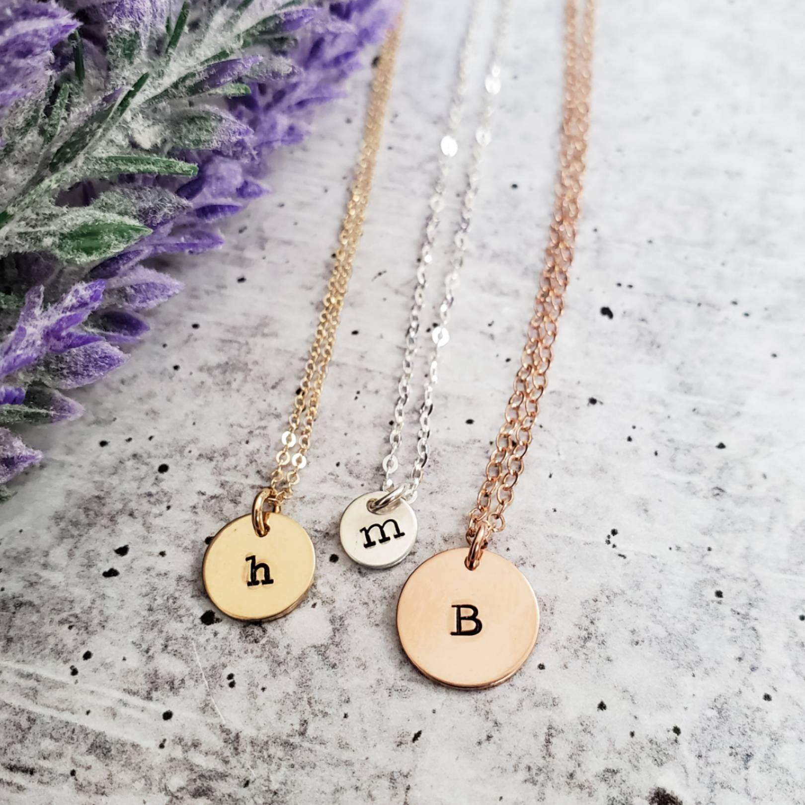 Dainty Initial Tag Necklace Salt and Sparkle