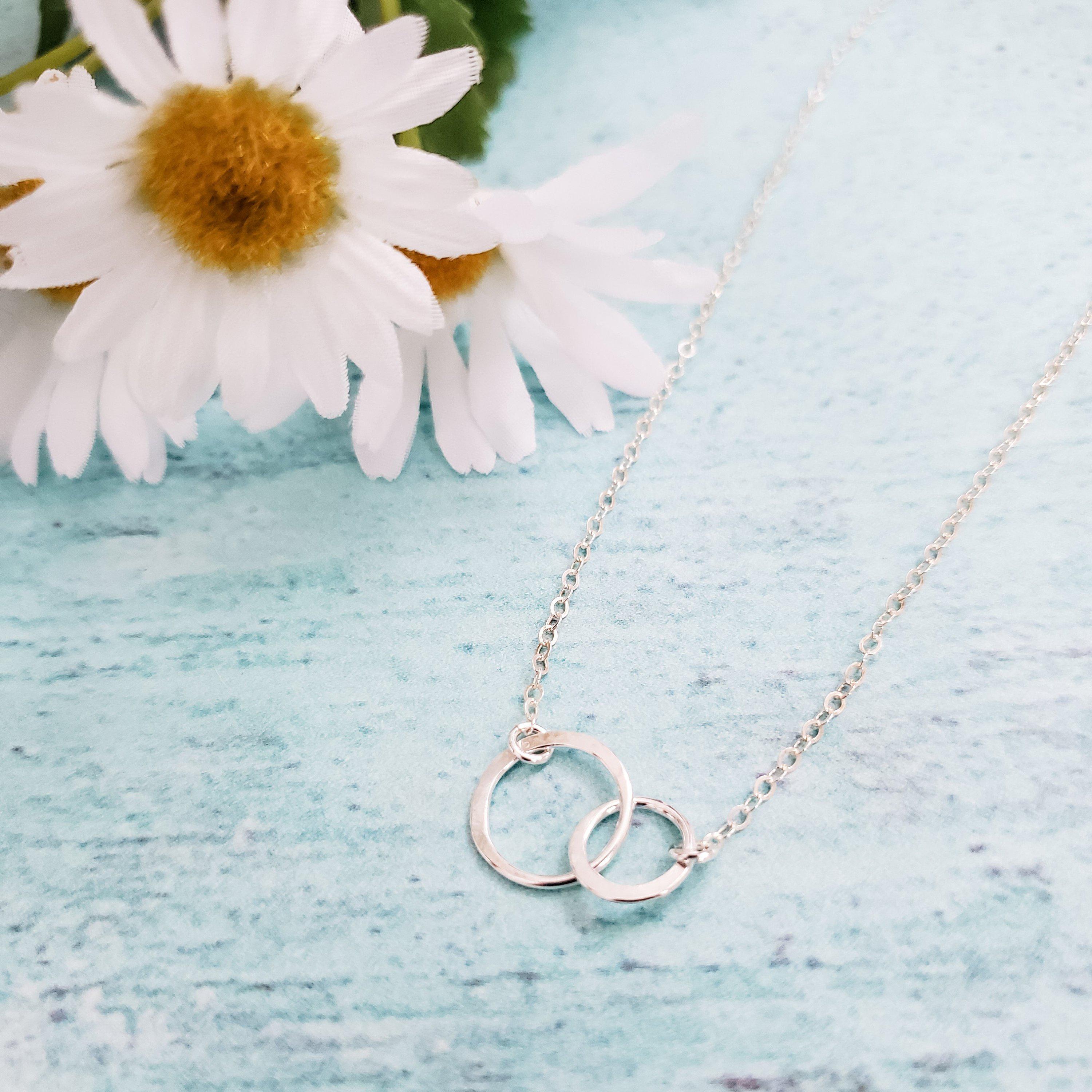 Double Infinity Hammered Circle Necklace Salt and Sparkle