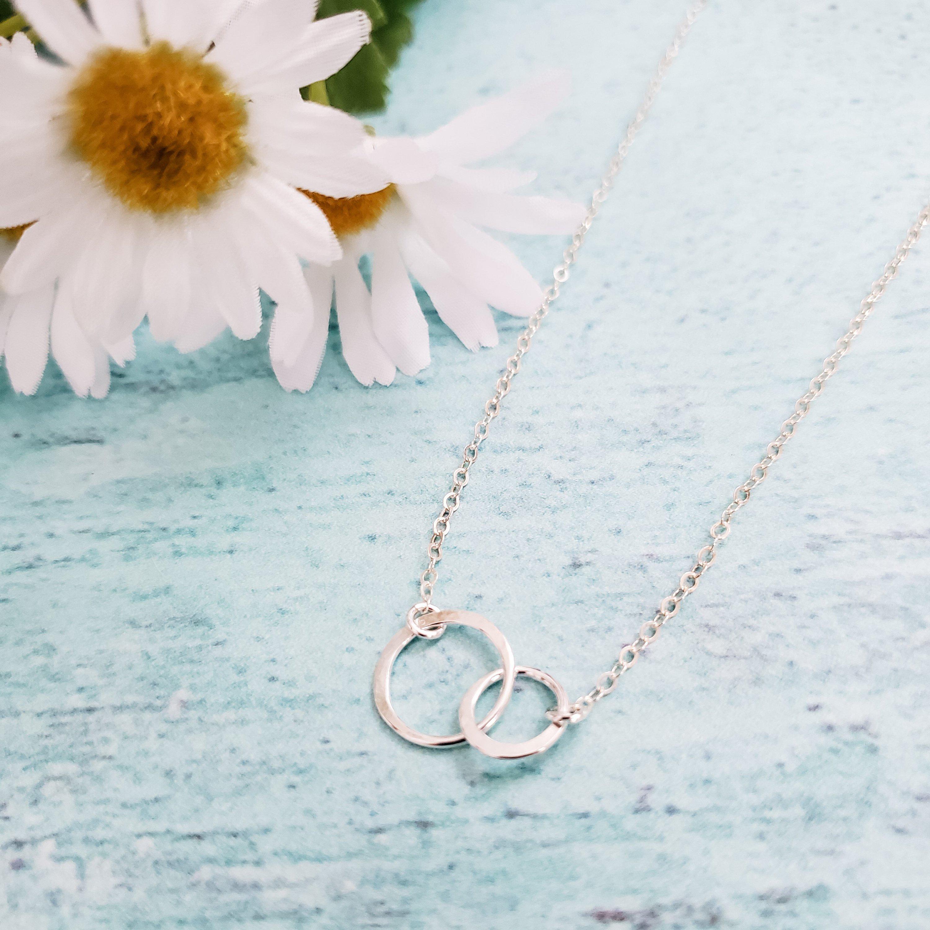Double Infinity Hammered Circle Necklace Salt and Sparkle