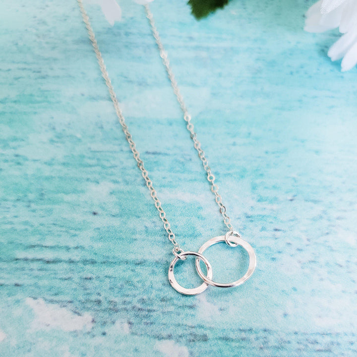 Double Infinity Hammered Circle Necklace Salt and Sparkle