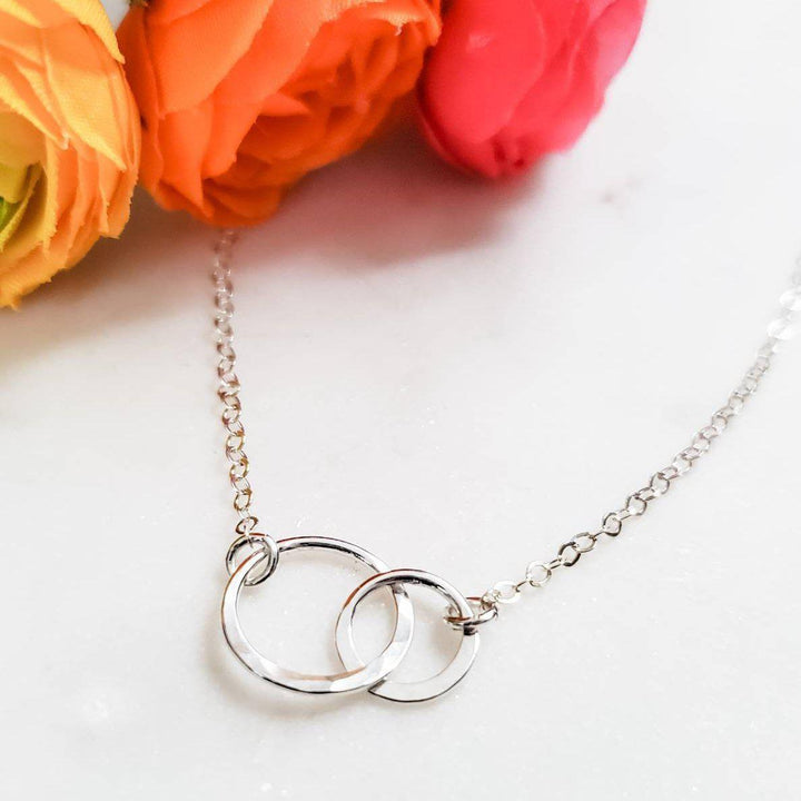 Double Infinity Hammered Circle Necklace Salt and Sparkle