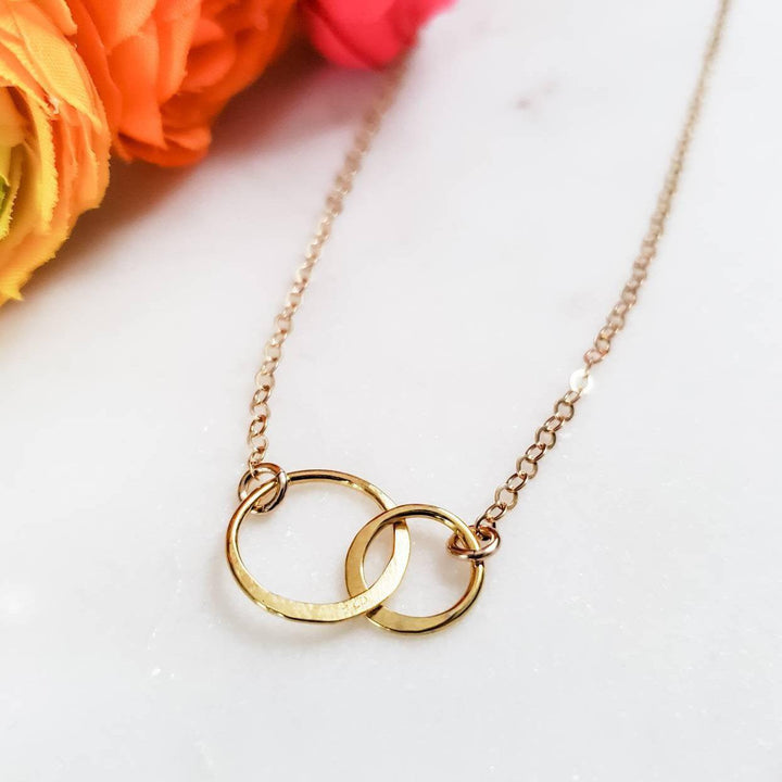 Double Infinity Hammered Circle Necklace Salt and Sparkle