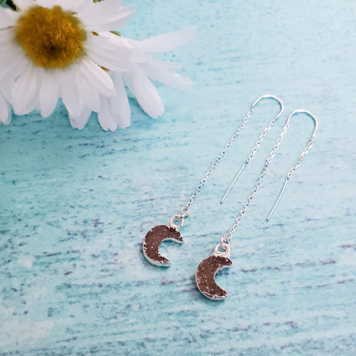 Druzy Moon Threader Earrings Salt and Sparkle