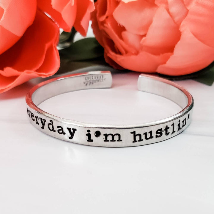 EVERYDAY I'M HUSTLIN' Stacking Cuff Bracelet Salt and Sparkle