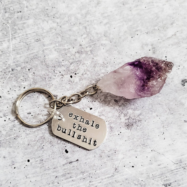 EXHALE THE BULLSHIT Crystal Keychain Salt and Sparkle