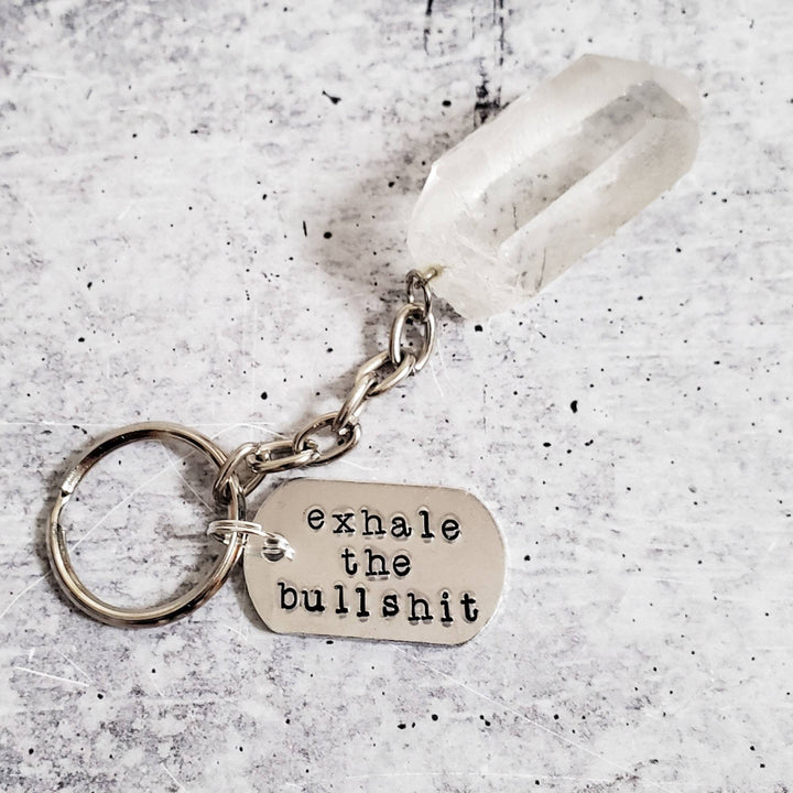 EXHALE THE BULLSHIT Crystal Keychain Salt and Sparkle