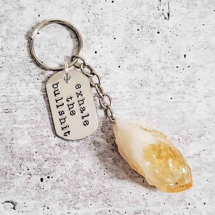 EXHALE THE BULLSHIT Crystal Keychain Salt and Sparkle