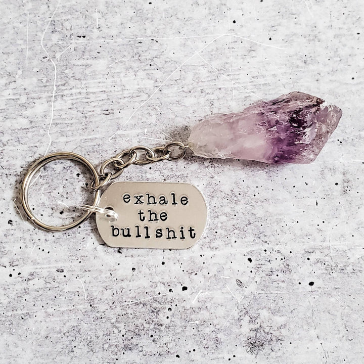 EXHALE THE BULLSHIT Crystal Keychain Salt and Sparkle