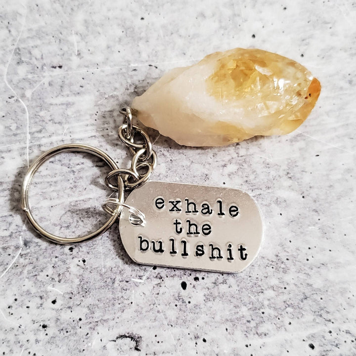 EXHALE THE BULLSHIT Crystal Keychain Salt and Sparkle