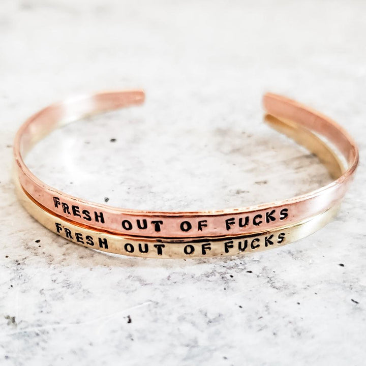 FRESH OUT of FUCKS Skinny Cuff Bracelet Salt and Sparkle