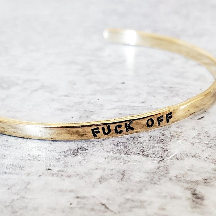 FUCK OFF Skinny Cuff Bracelet Salt and Sparkle