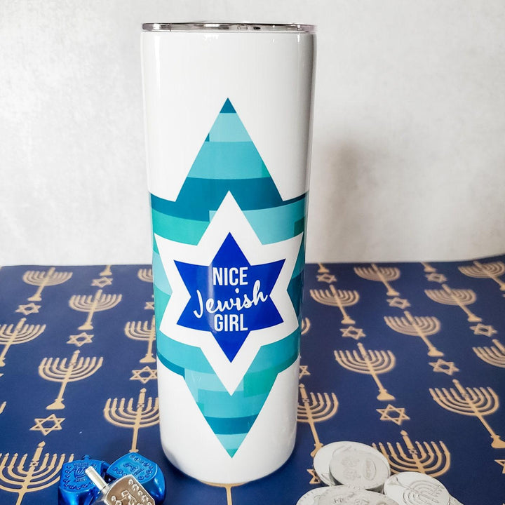 Feed me latkes and tell me I'm pretty Funny Chanukah Wine Tumbler Salt and Sparkle