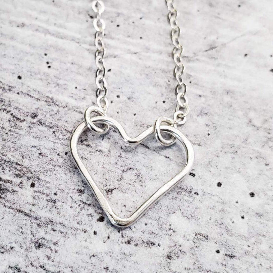 Floating Open Heart Necklace Salt and Sparkle