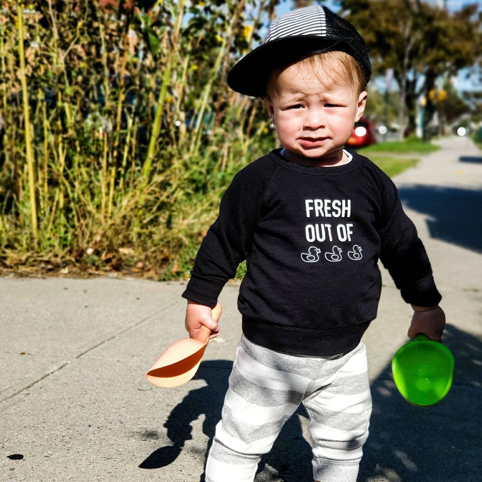 Fresh Out of Ducks Crewneck Baby & Toddler Sweatshirt Salt and Sparkle