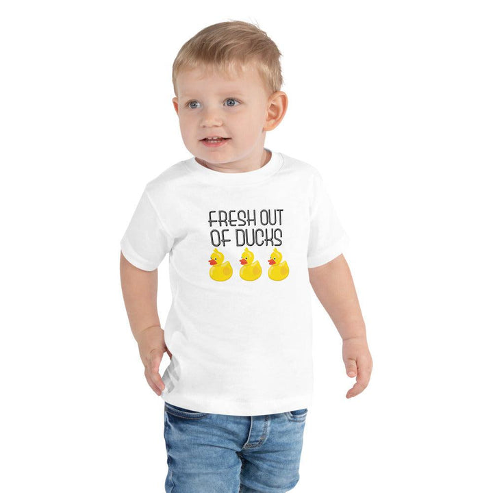 Fresh out of Ducks Toddler Short Sleeve Tee Shirt Salt and Sparkle