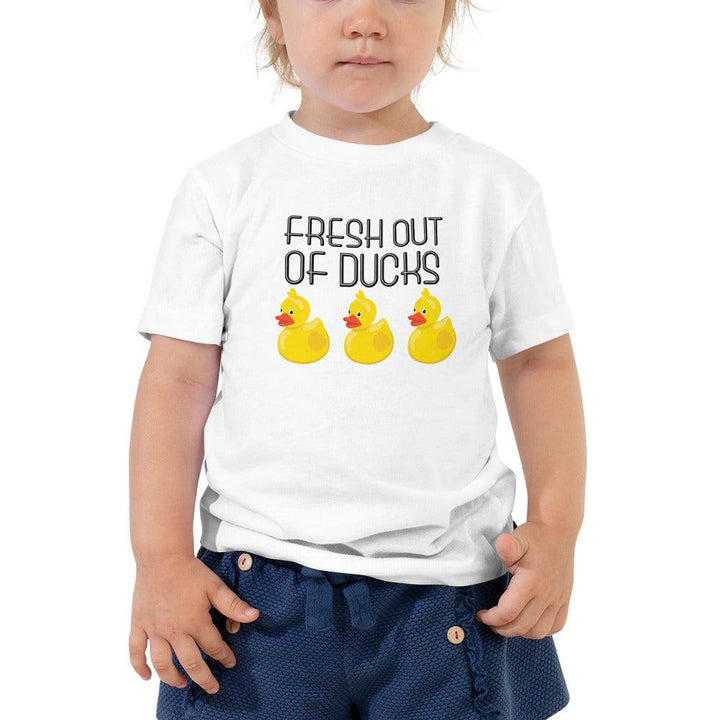 Fresh out of Ducks Toddler Short Sleeve Tee Shirt Salt and Sparkle