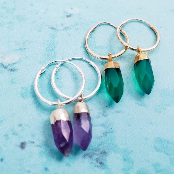 Gemstone Spike Endless Hoop Earrings Salt and Sparkle