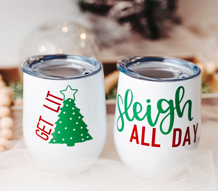 Get Lit Christmas Wine Tumbler Salt and Sparkle