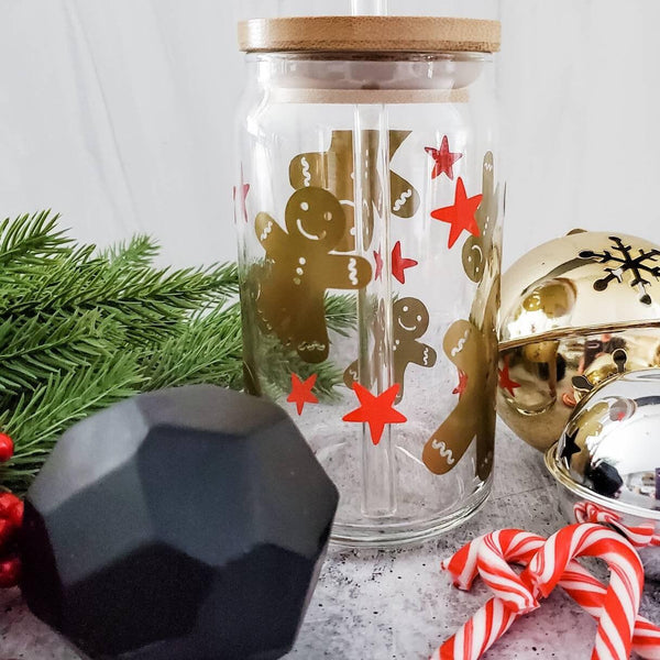 Gingerbread Christmas Glass Cup Self Care Gift Box Salt and Sparkle