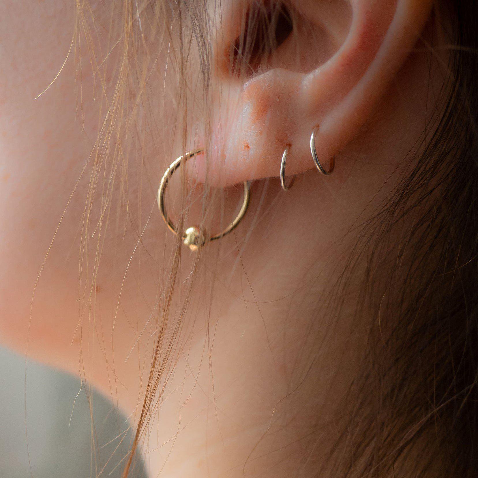 Gold Beaded Faux Piercing Hoop Earrings Salt and Sparkle
