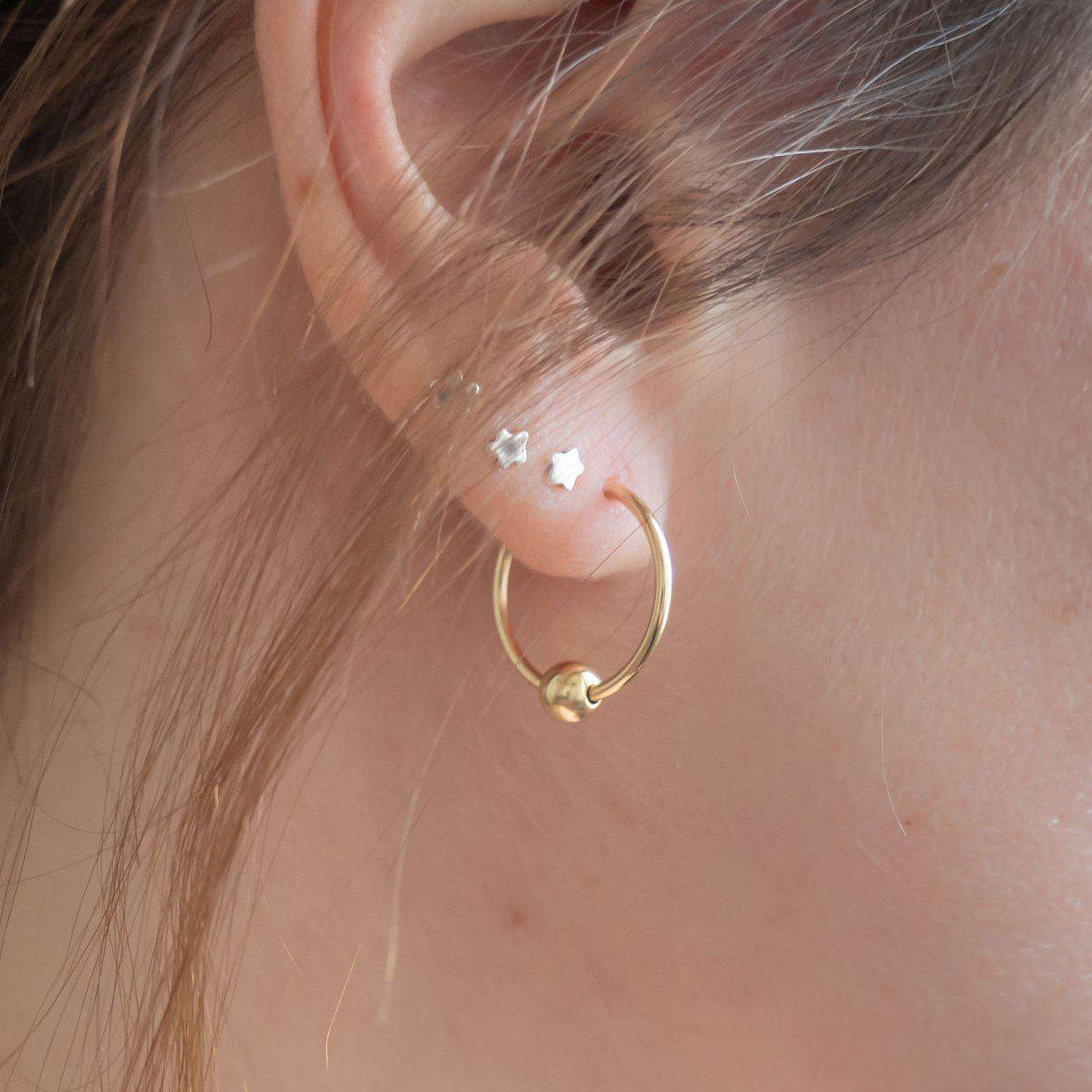 Gold Beaded Faux Piercing Hoop Earrings Salt and Sparkle