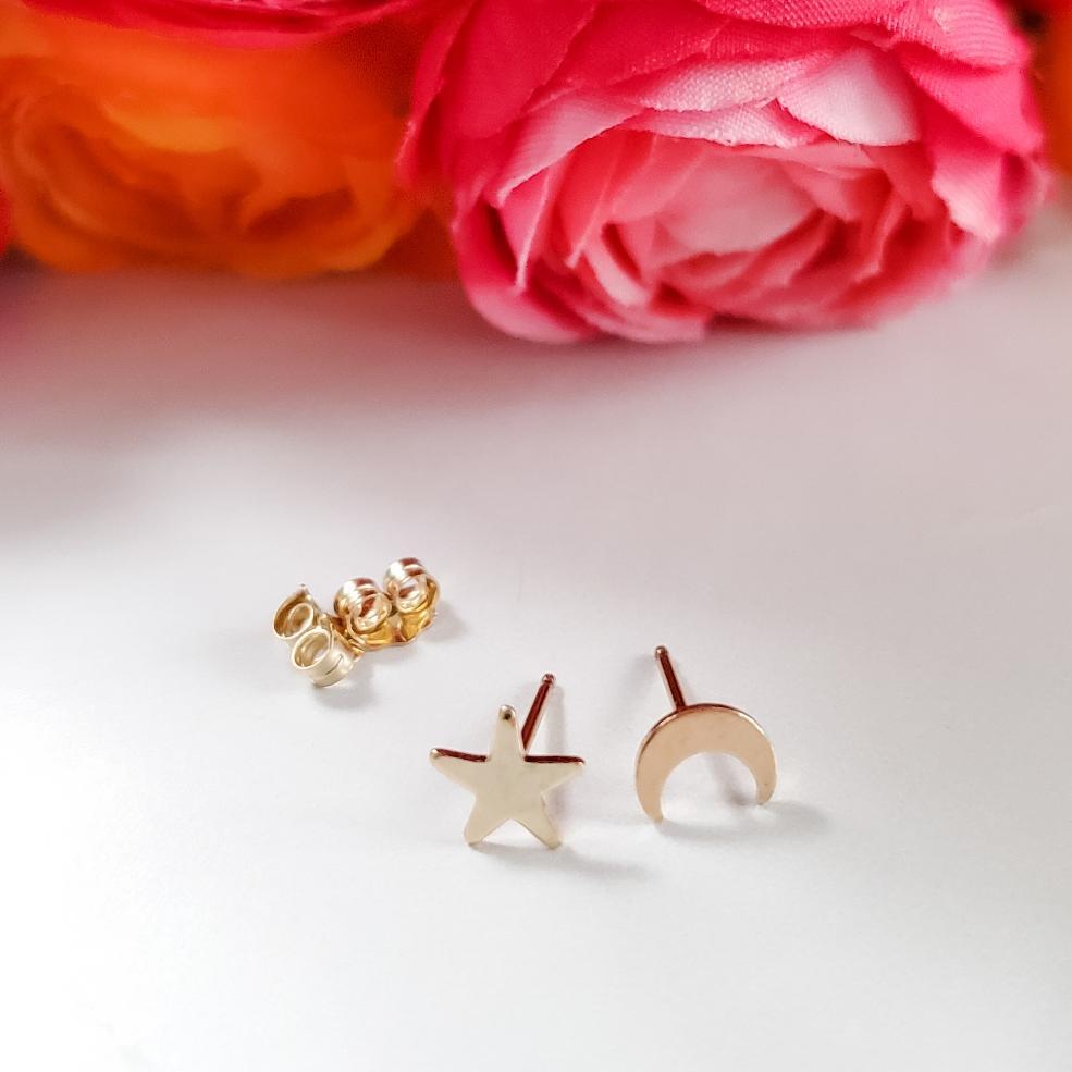 Gold Celestial Mix and Match Stud Earrings Salt and Sparkle