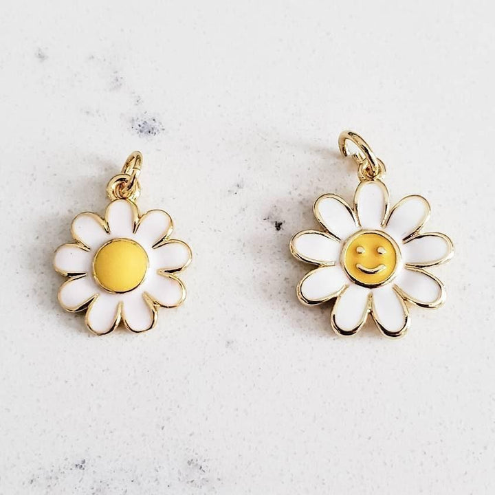 Gold Enamel Daisy Necklace Salt and Sparkle