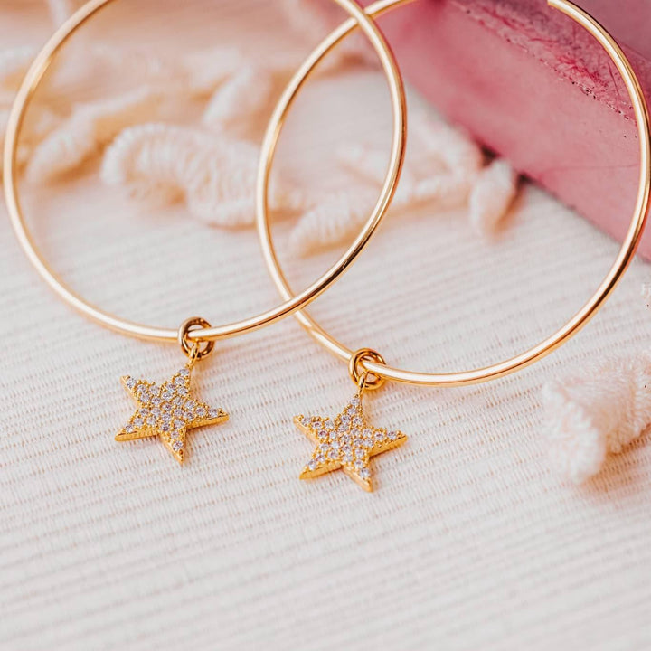 Gold Star Hoop Earrings Salt and Sparkle