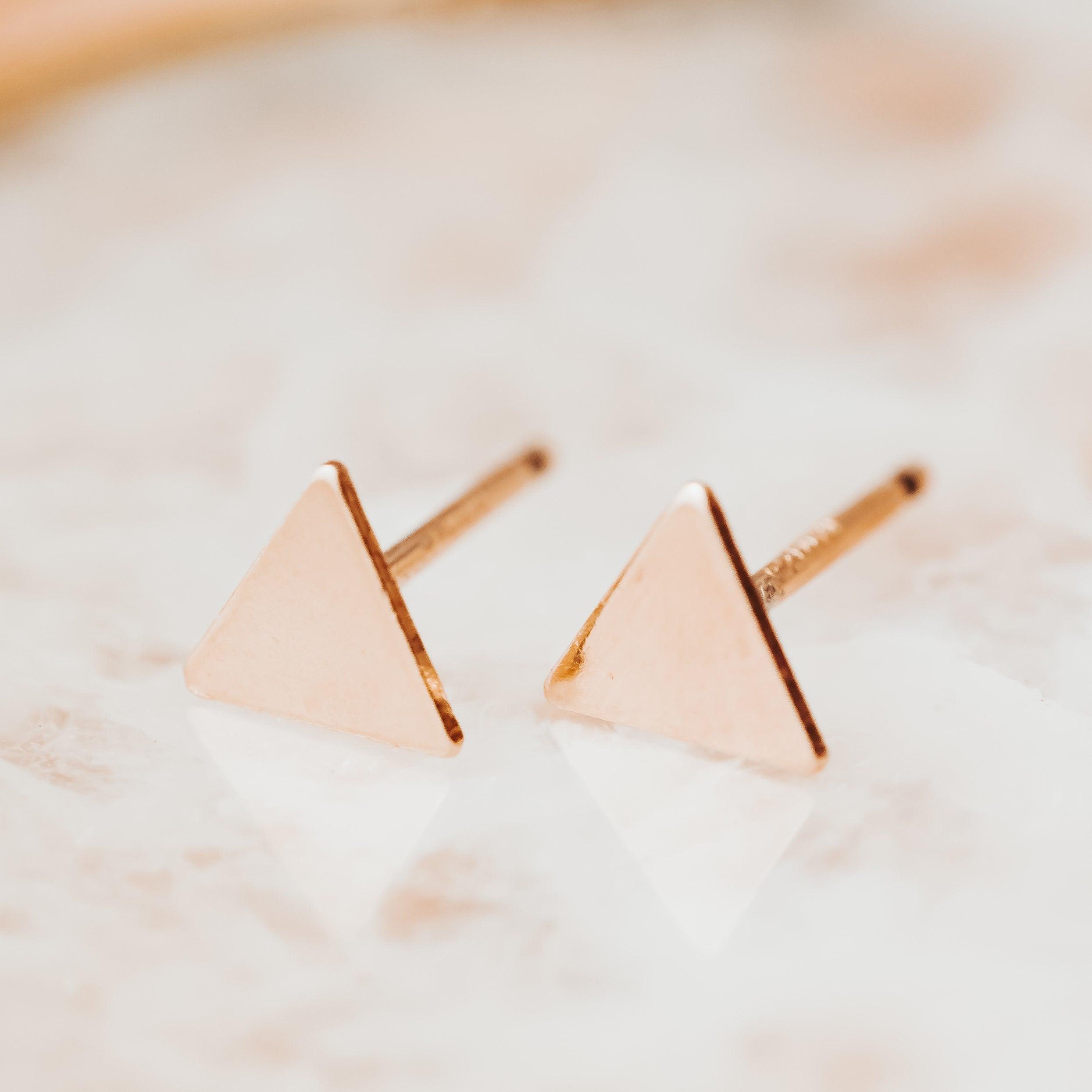 Gold Triangle Stud Earrings Salt and Sparkle