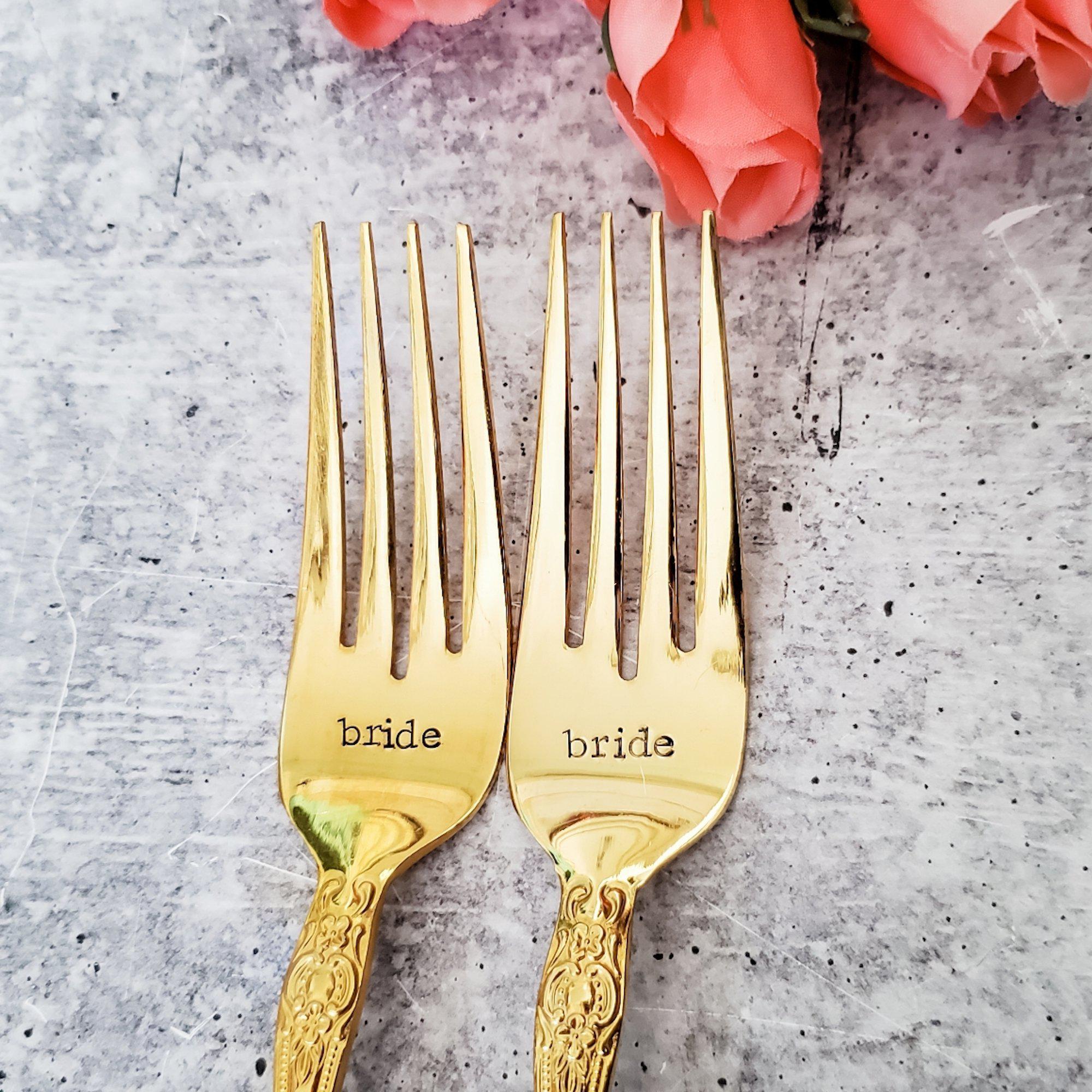 Gold Vintage Forks for Wedding Day Gift Salt and Sparkle