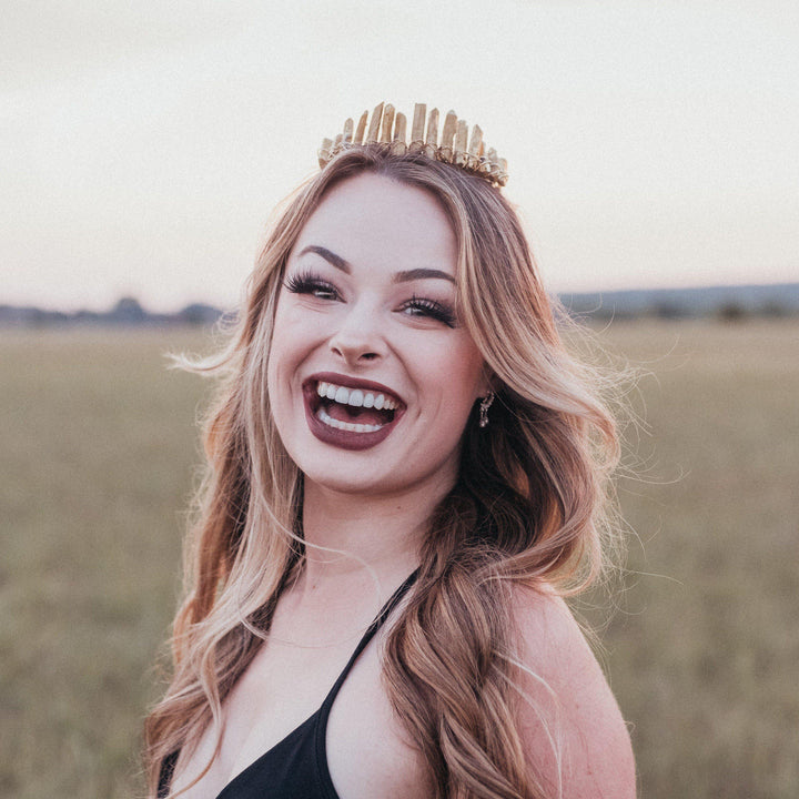 Golden Crystal Quartz Tiara Salt and Sparkle