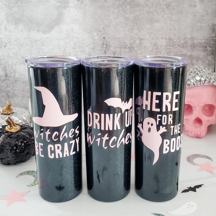 HALLOWEEN Black Glitter Funny 20oz Insulated Tumbler Salt and Sparkle