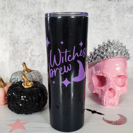 HALLOWEEN Witches Brew Black Glitter Tumbler Salt and Sparkle