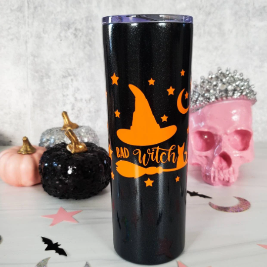 HALLOWEEN Witches Brew Black Glitter Tumbler Salt and Sparkle