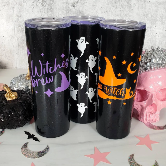 HALLOWEEN Witches Brew Black Glitter Tumbler Salt and Sparkle