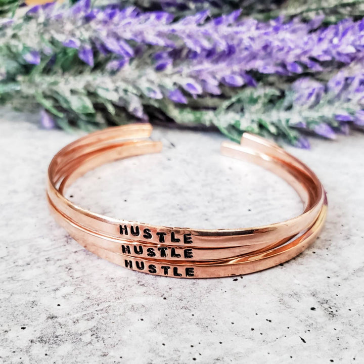 HUSTLE Skinny Cuff Bracelet Salt and Sparkle