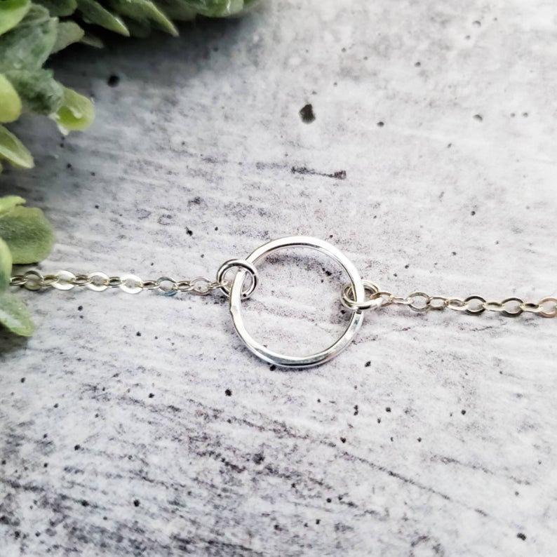 Hammered Eternity Circle Necklace Salt and Sparkle
