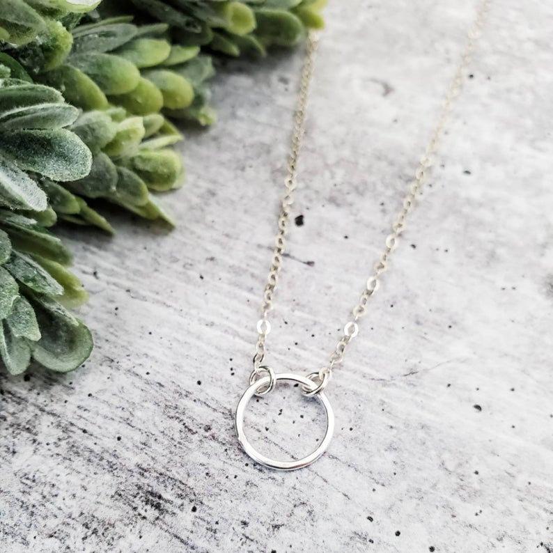 Cluster Eternity Circle Double Halo Diamond Station Necklace