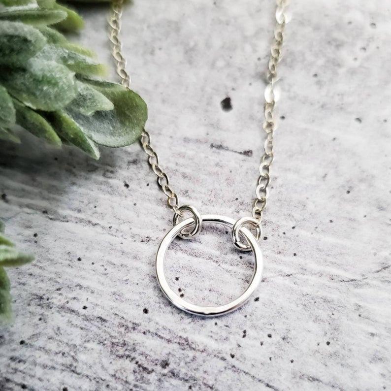 Hammered Eternity Circle Necklace Salt and Sparkle