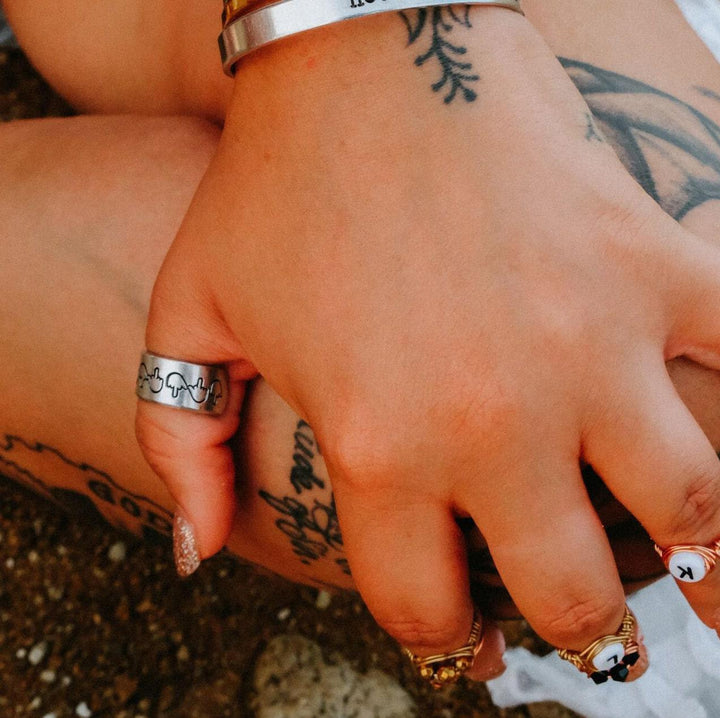 Marijuana Leaf Silver Ring Salt and Sparkle