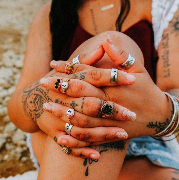 Marijuana Leaf Silver Ring Salt and Sparkle