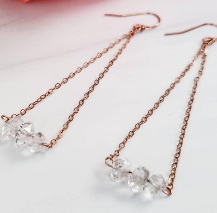 Herkimer Diamond Bar Dangle Earrings Salt and Sparkle