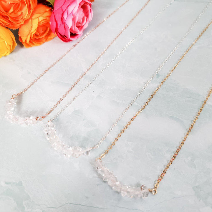 Herkimer Diamond Bohemian Bar Necklace Salt and Sparkle