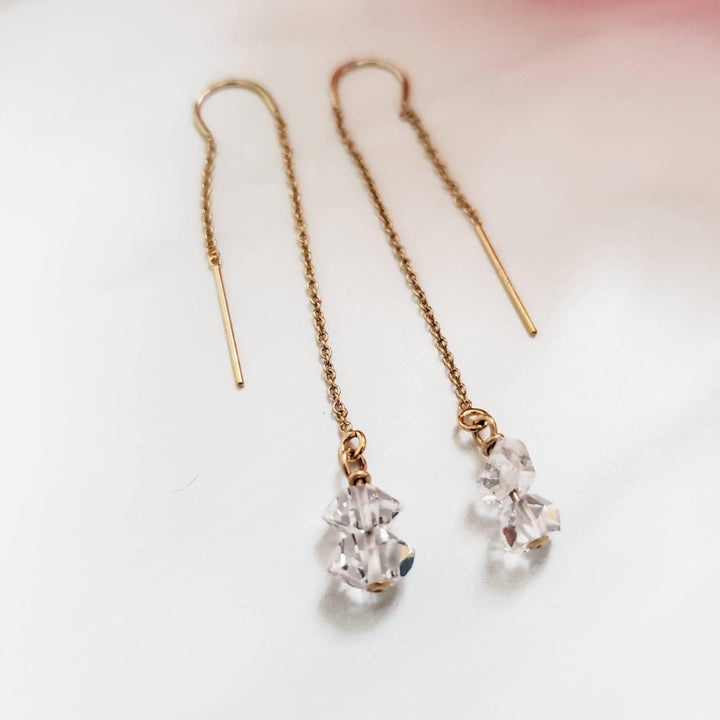 Herkimer Diamond Threader Earrings Salt and Sparkle