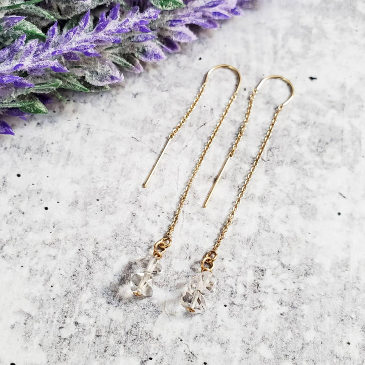 Herkimer Diamond Threader Earrings Salt and Sparkle