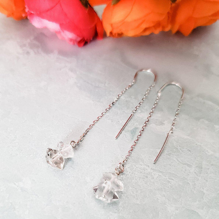 Herkimer Diamond Threader Earrings Salt and Sparkle