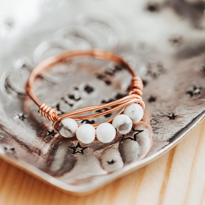 Howlite Beads Ring Salt and Sparkle