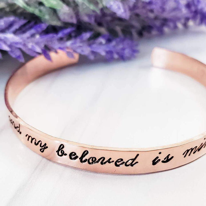 I AM MY BELOVED'S AND MY BELOVED IS MINE Hebrew Cuff Bracelet Salt and Sparkle