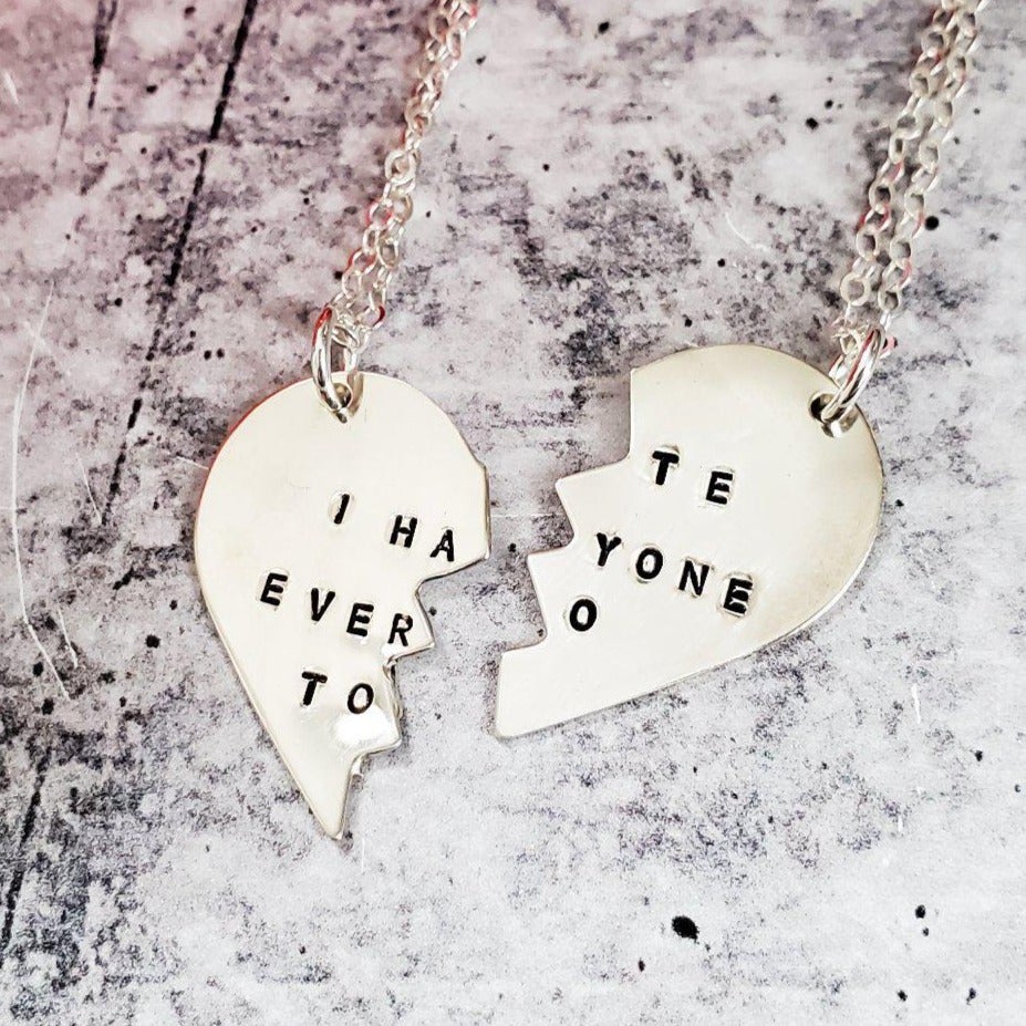 I HATE EVERYONE TOO Broken Heart Friendship Necklaces Salt and Sparkle